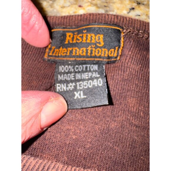 Boho Rising International Red Brown Embroider Tunic Top Floral Hippie Artsy Boho - Picture 7 of 9